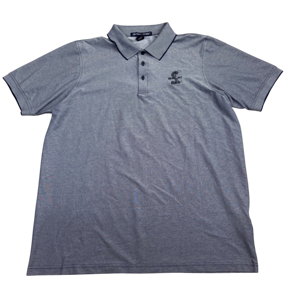 Devon & Jones Shelby Cobra Polo Shirt Mens XL Navy Pima Cotton Blend Casual EUC